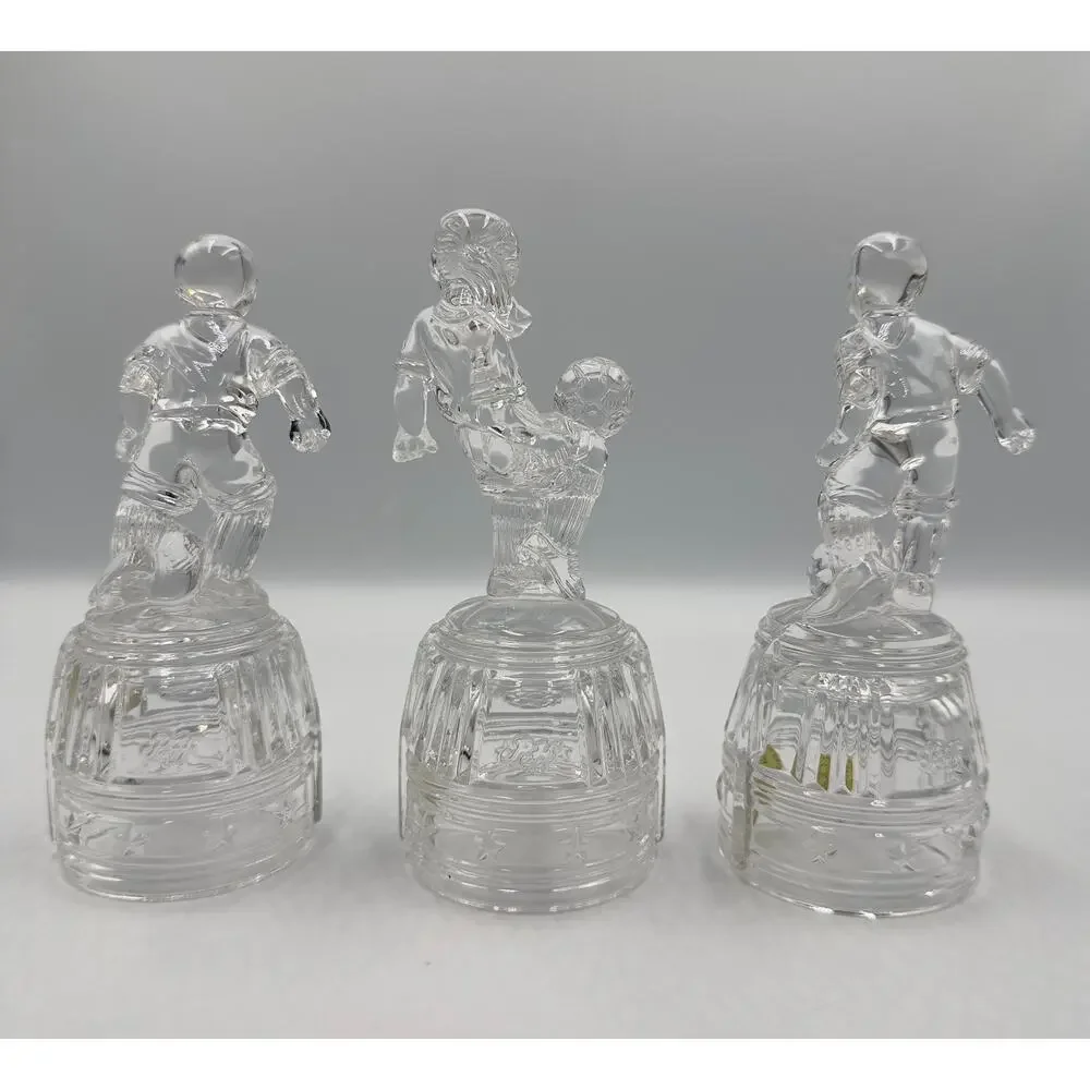 Princess House Crystal Figurines Moment of Pride Soccer Players 3pc Set